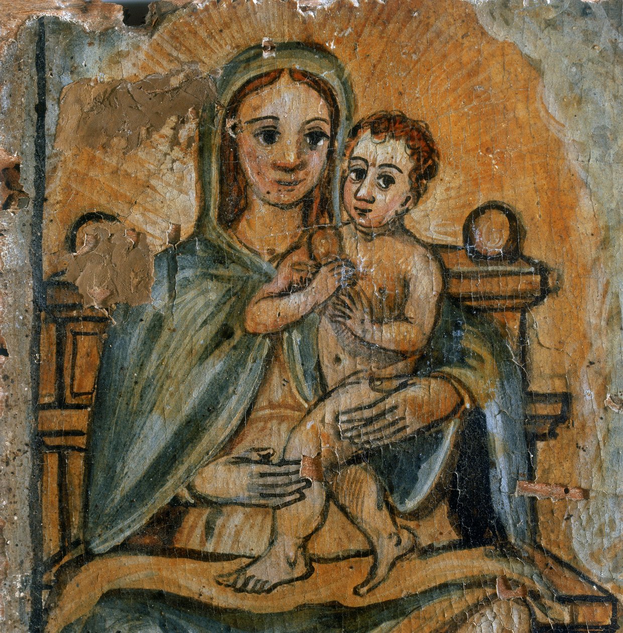Madonna and Child, detalhe de um ex-voto, 1604 de Italian School