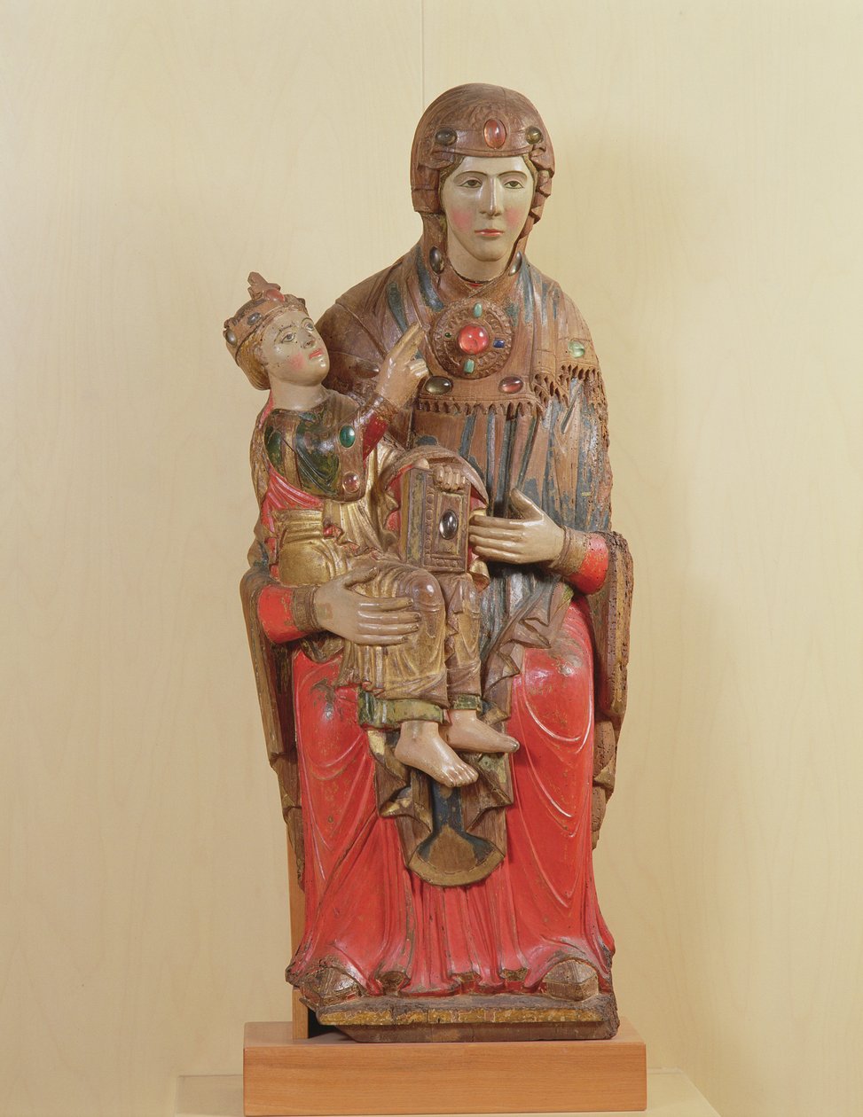 Madonna dAcuto (madeira pintada, vidro colorido e pedras preciosas) de Italian School