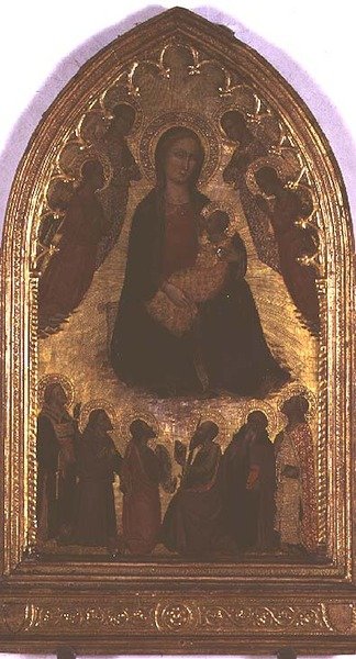 Madonna of Humility with Saints (tempera no painel) de Italian School