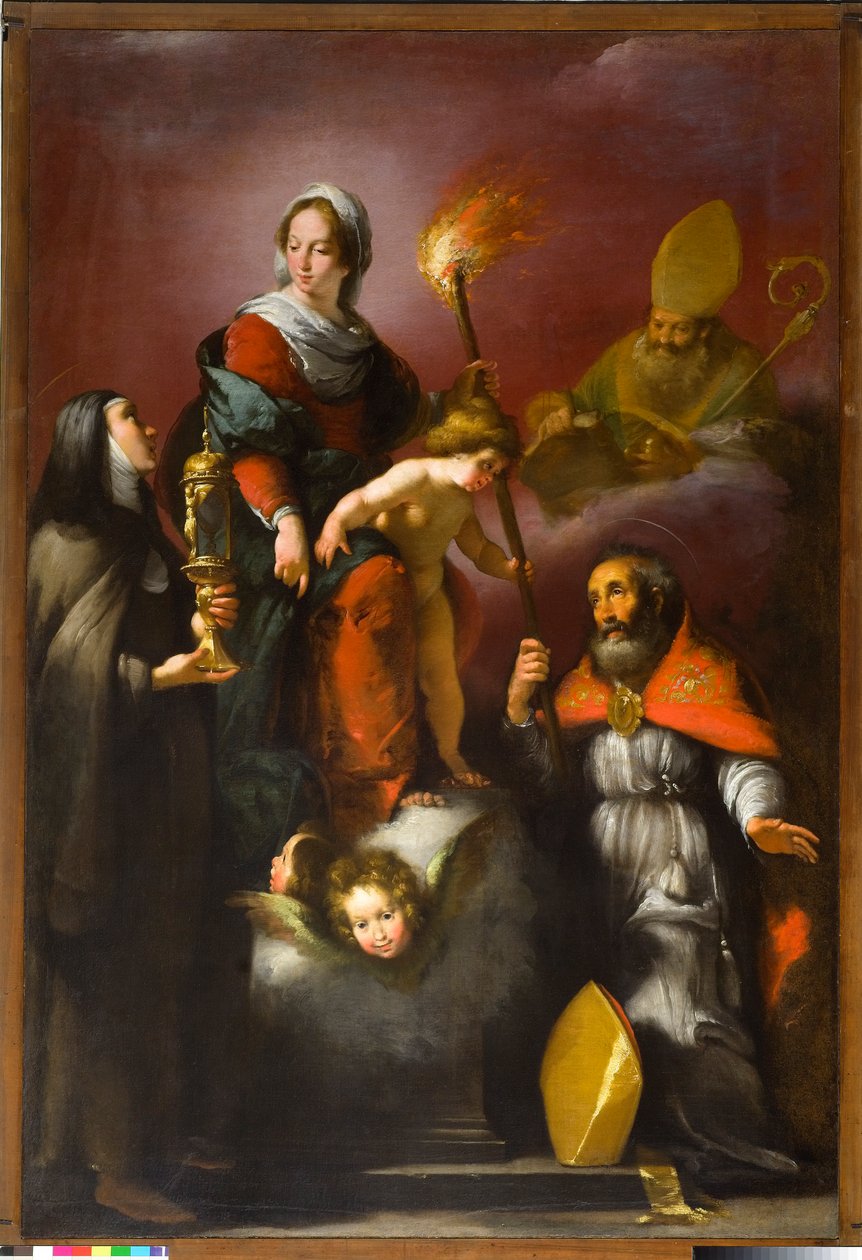 Madonna com a Criança e Santos Clare, Ambrose e Erasmus, c.1625 de Italian School