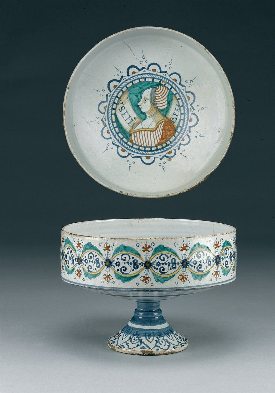 Taça de Majólica, Deruta, c.1520 (cerâmica) de Italian School