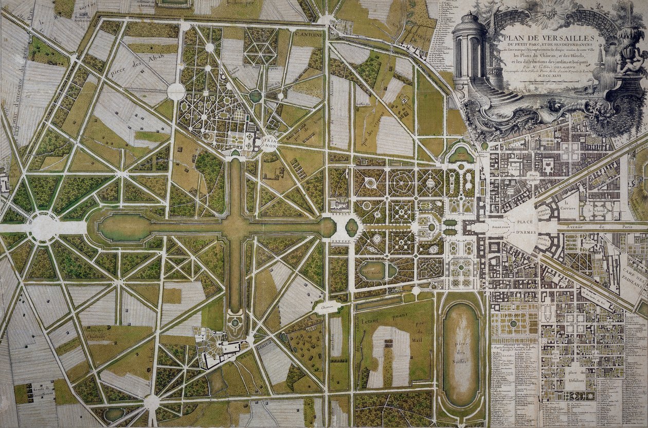 Mapa de Villa Mansi e seus jardins em Capannori (Toscana), gravura, Itália de Italian School