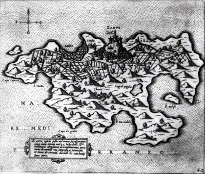 Mapa da Ilha de Zante, um bastião veneziano contra os turcos de Italian School