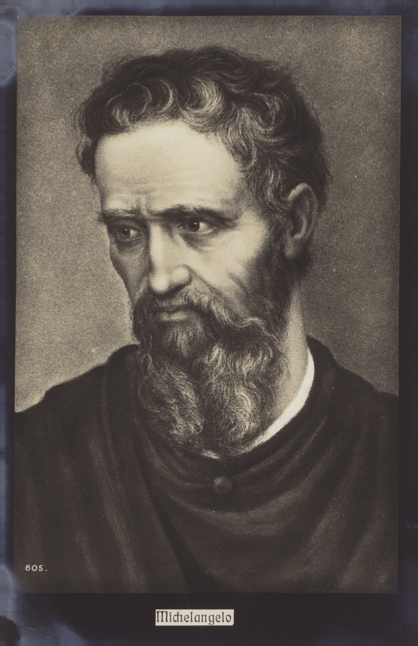 Miguel Ângelo, escultor, pintor e arquiteto italiano (litografia) de Italian School
