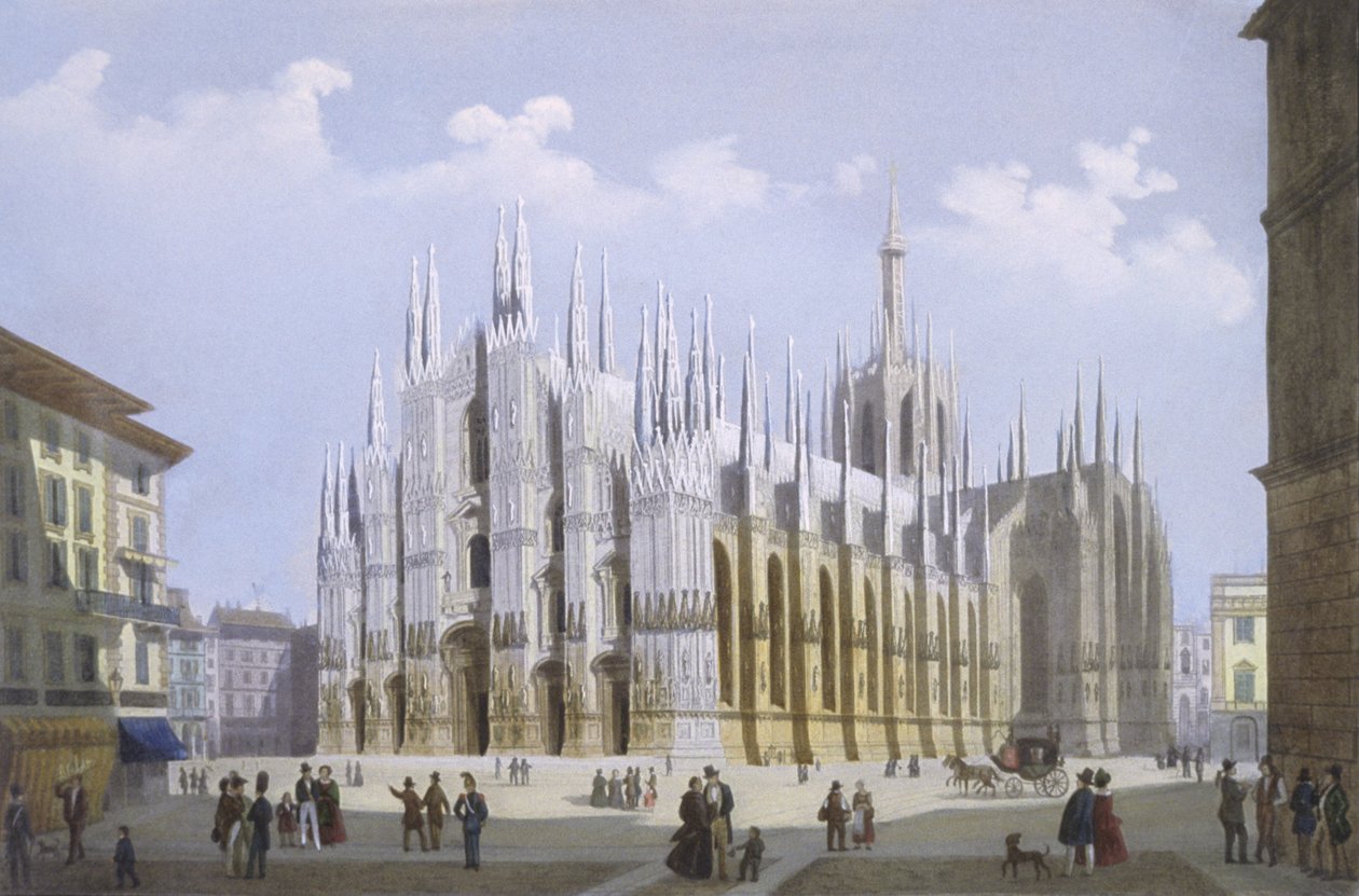 Catedral de Milão a partir de vistas de Milão e seus arredores de Italian School