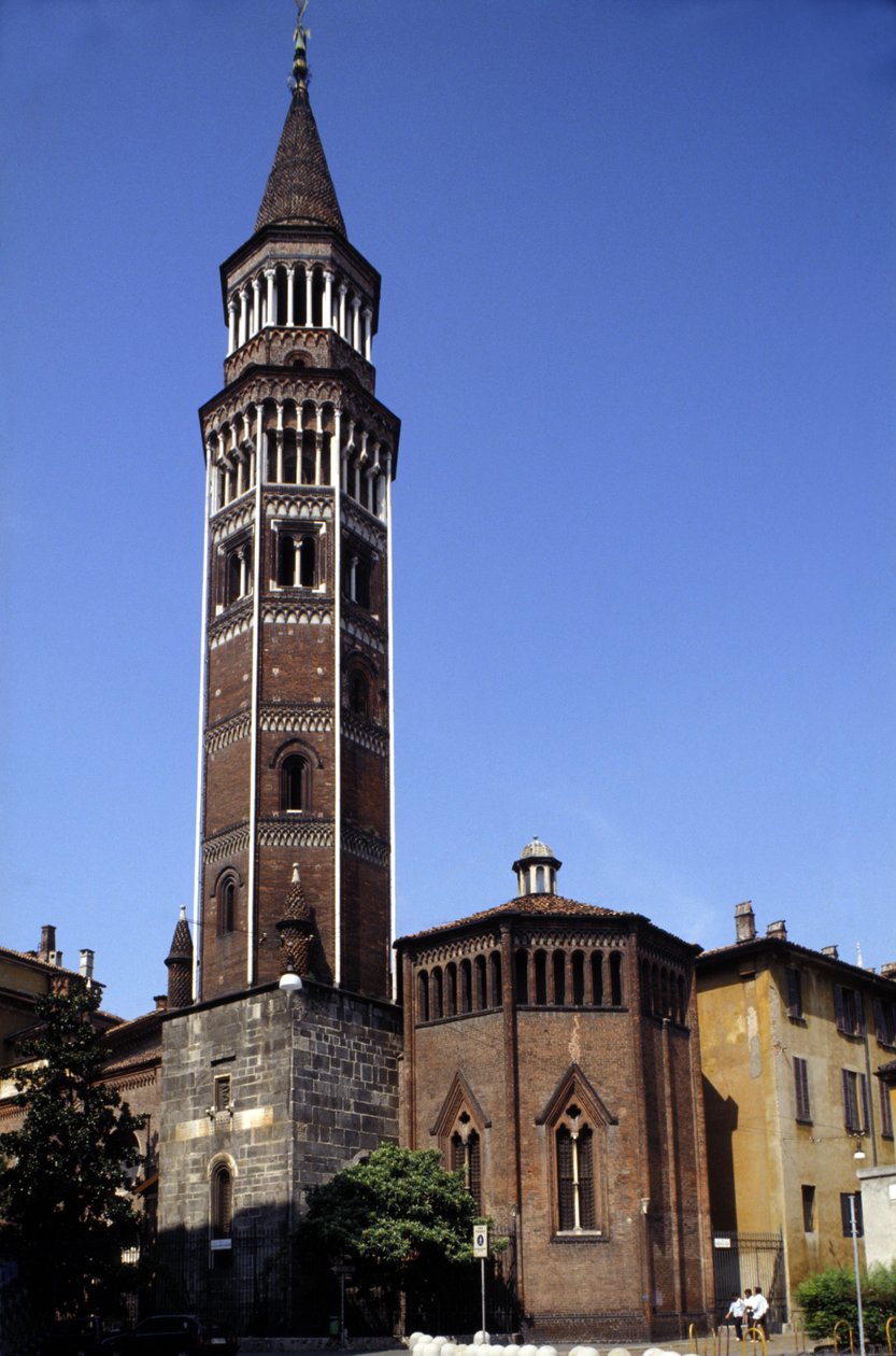 Milão: a torre do sino de San Gottardo. de Italian School