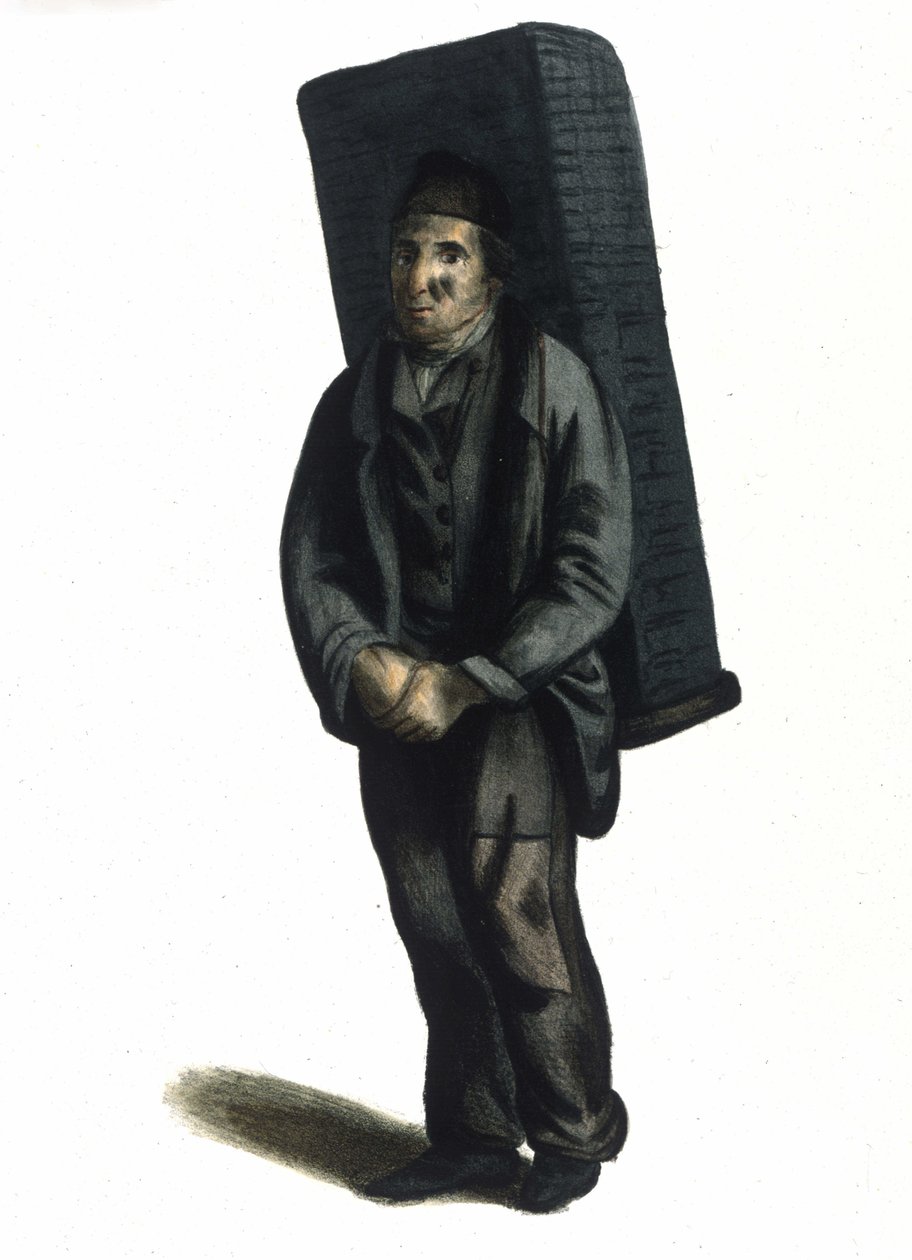 Milanese Metier: um vendedor ambulante de carvão (ou fabricante de carvão). de Italian School
