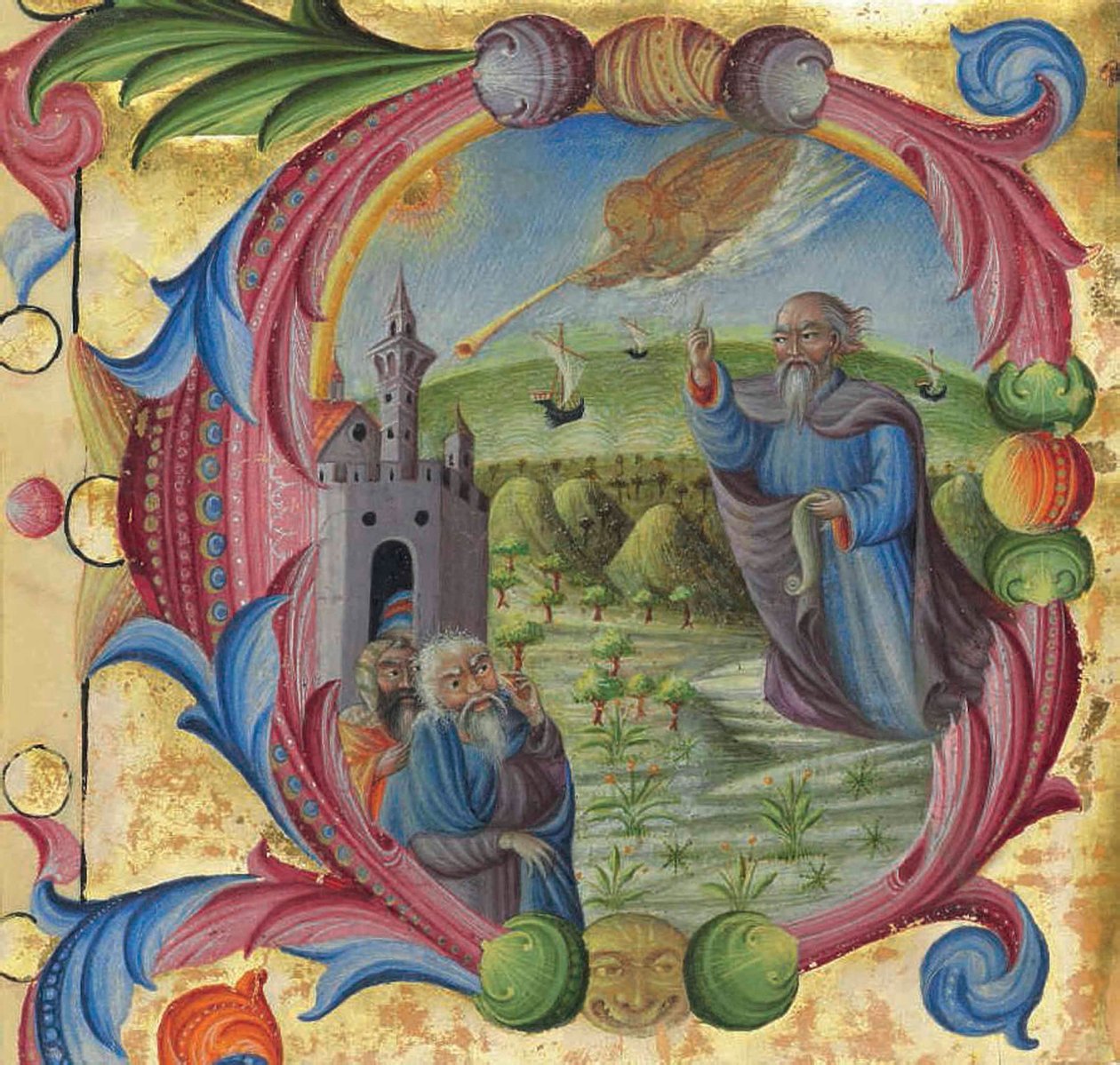 Pregação de Moisés aos israelitas, Siena, 2ª metade do século XV (tinta sobre o velo) de Italian School