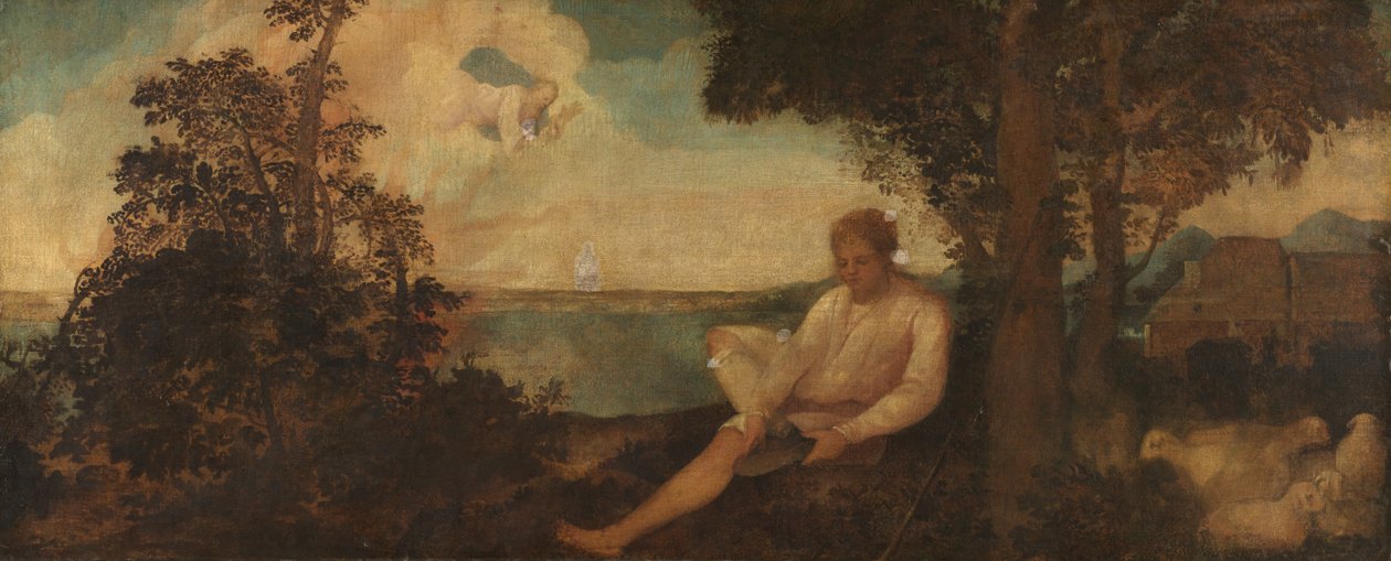 Moisés e a sarça ardente, c.1500-30 de Italian School