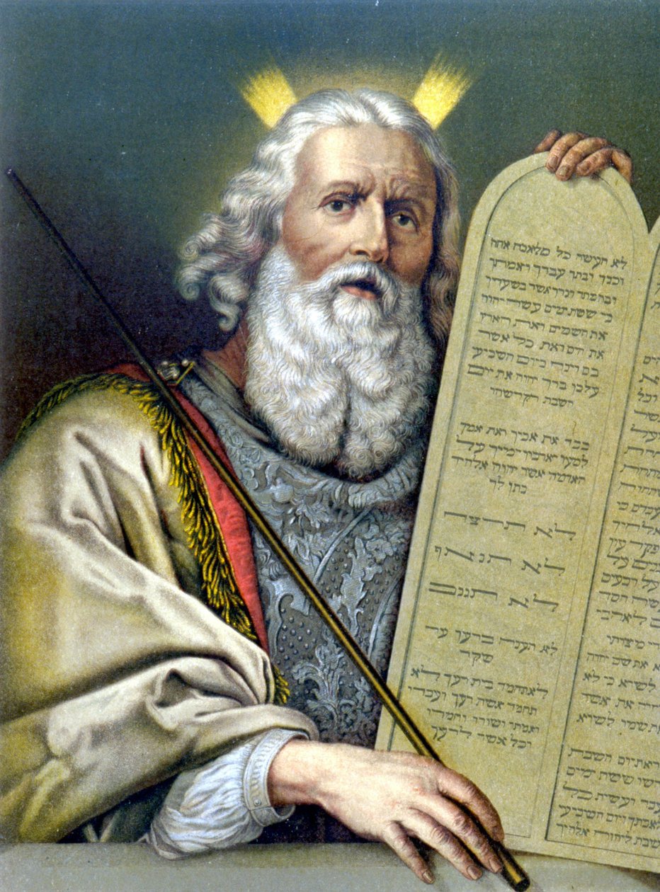 Moisés segurando a mesa da lei - in "Aurea Bibbia classica: storia della rivelazione divina nell