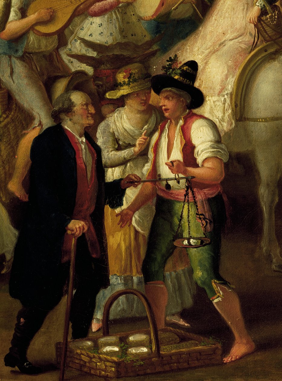 Mozzarella vendor, Detail, Itália de Italian School