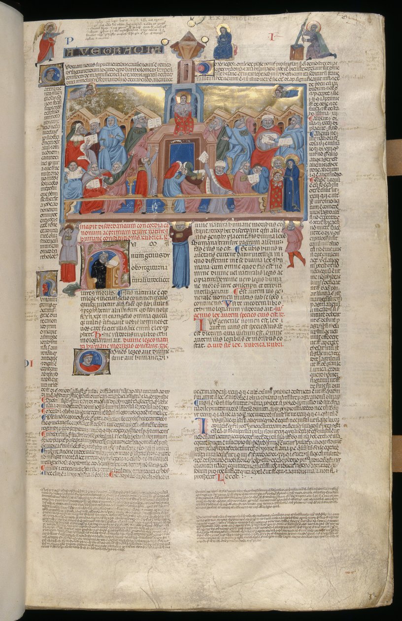 Ms 183, f.1r: Christ no templo, em miniatura dos decretos do Equipamento John Andrew Lawrence de Italian School