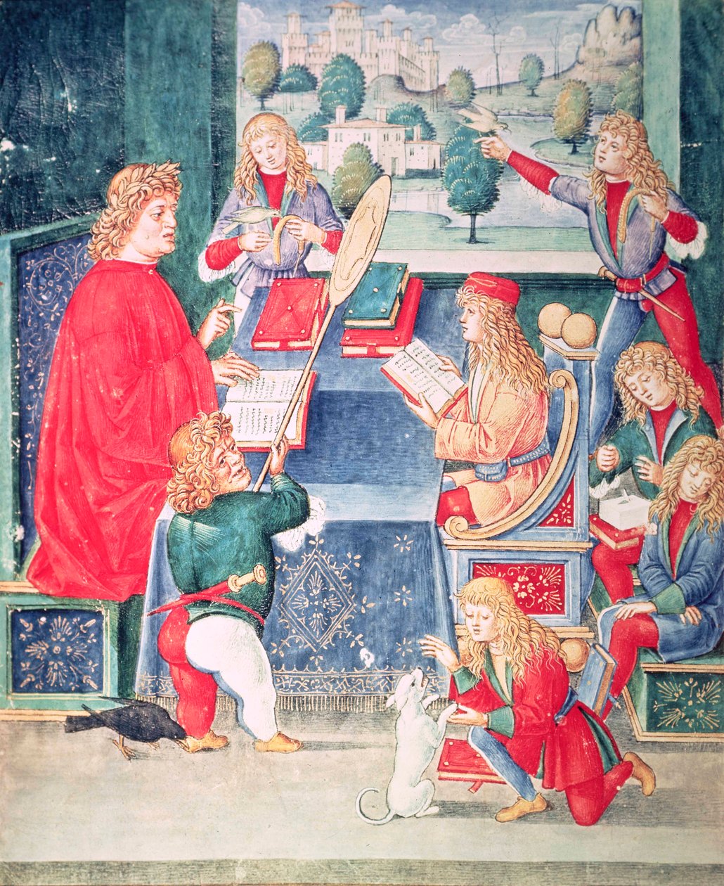 Sra. 2167 f.13v Maximilian Sforza a assistir às suas aulas, Lombard, de 