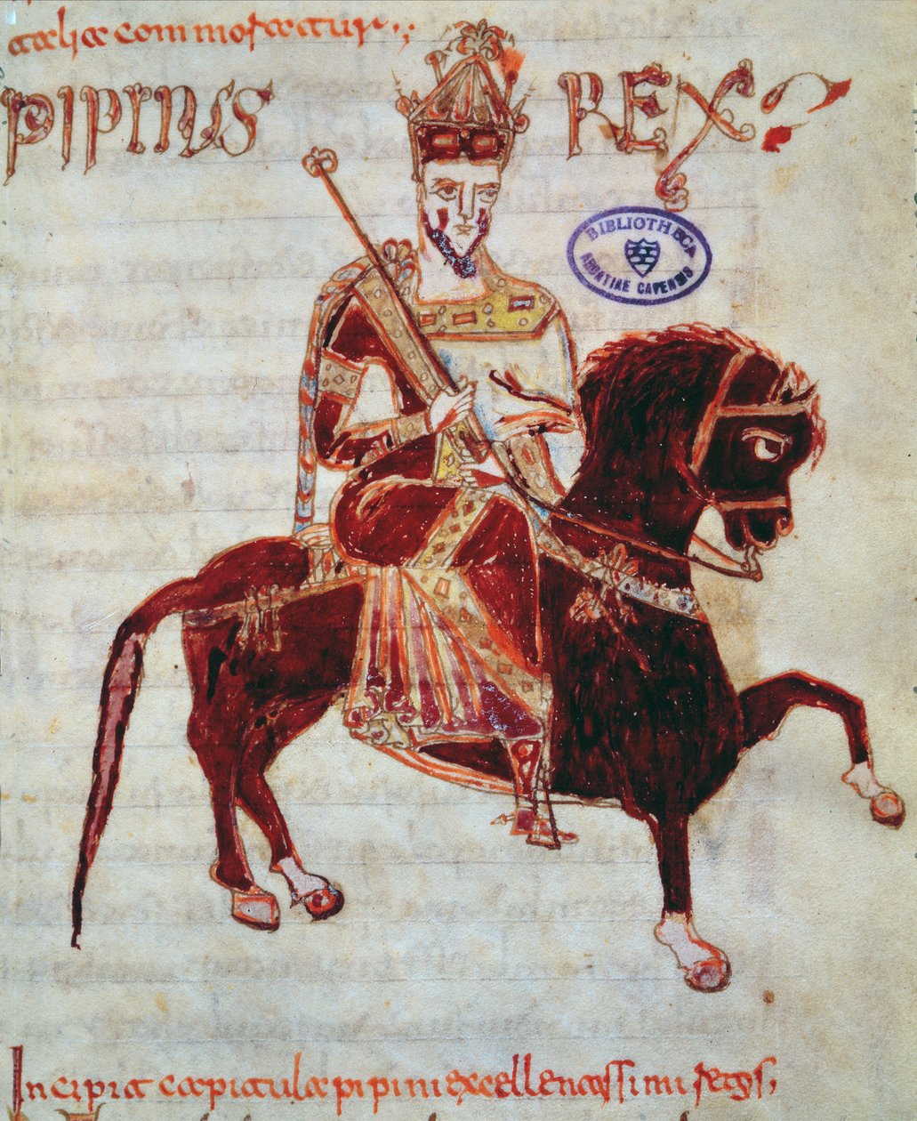 Ms 4 Retrato equestre de Pepino (c.773-810) Rei da Itália, 1023 de Italian School