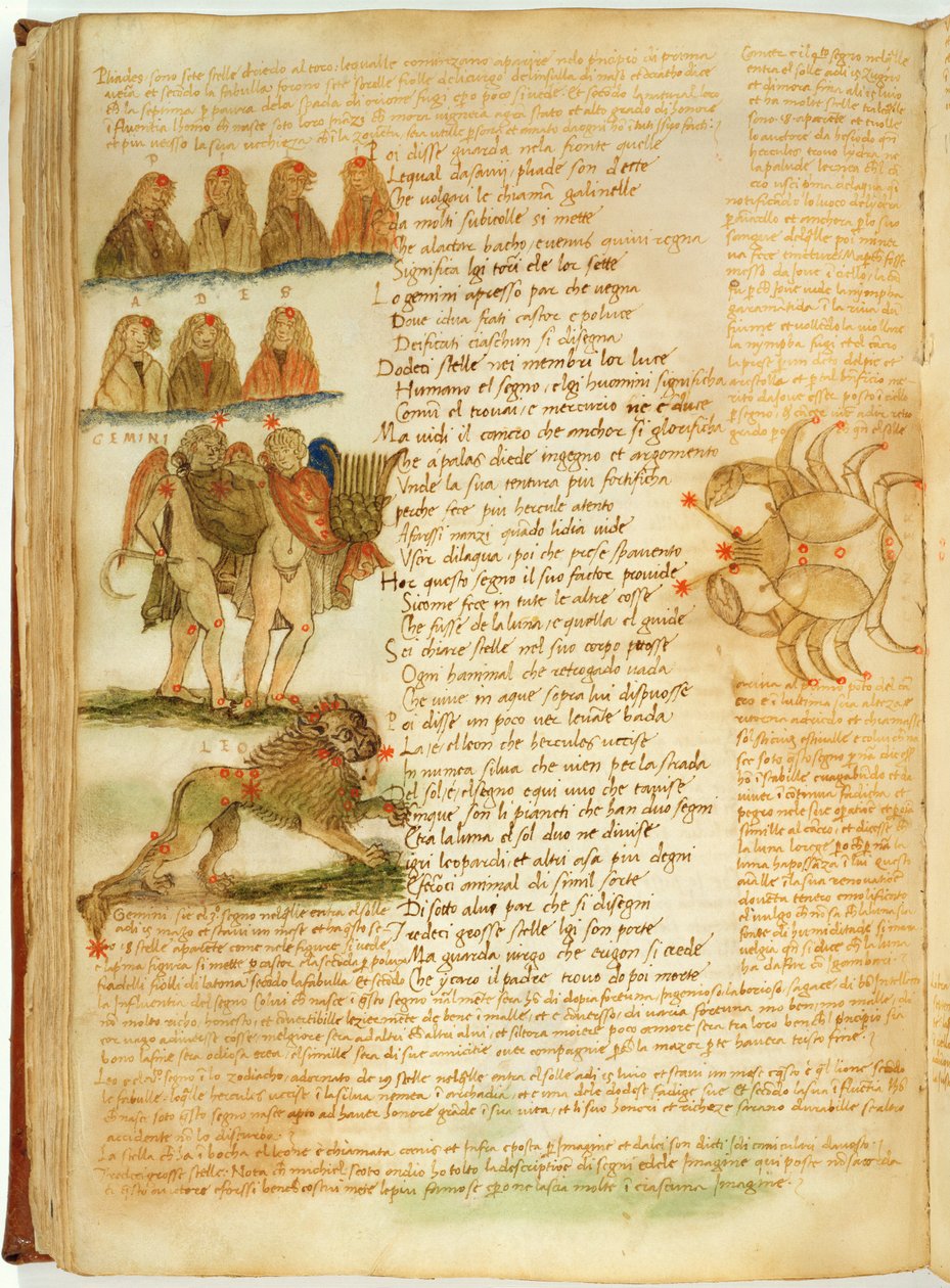 Ms Ital 483 P.4.7 f.156v Gêmeos, Leão e Câncer, do 
