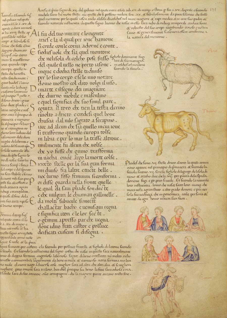 Ms Italien 87 fol.171 Página ilustrando signos astrológicos, de 