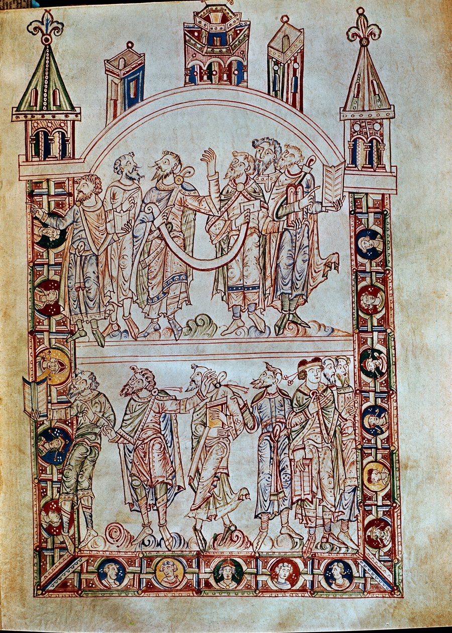 Sra. Plut.12.17 f.4r Discípulos de Santo Agostinho, de De civitate Dei, (séculos XI-XII) de Italian School