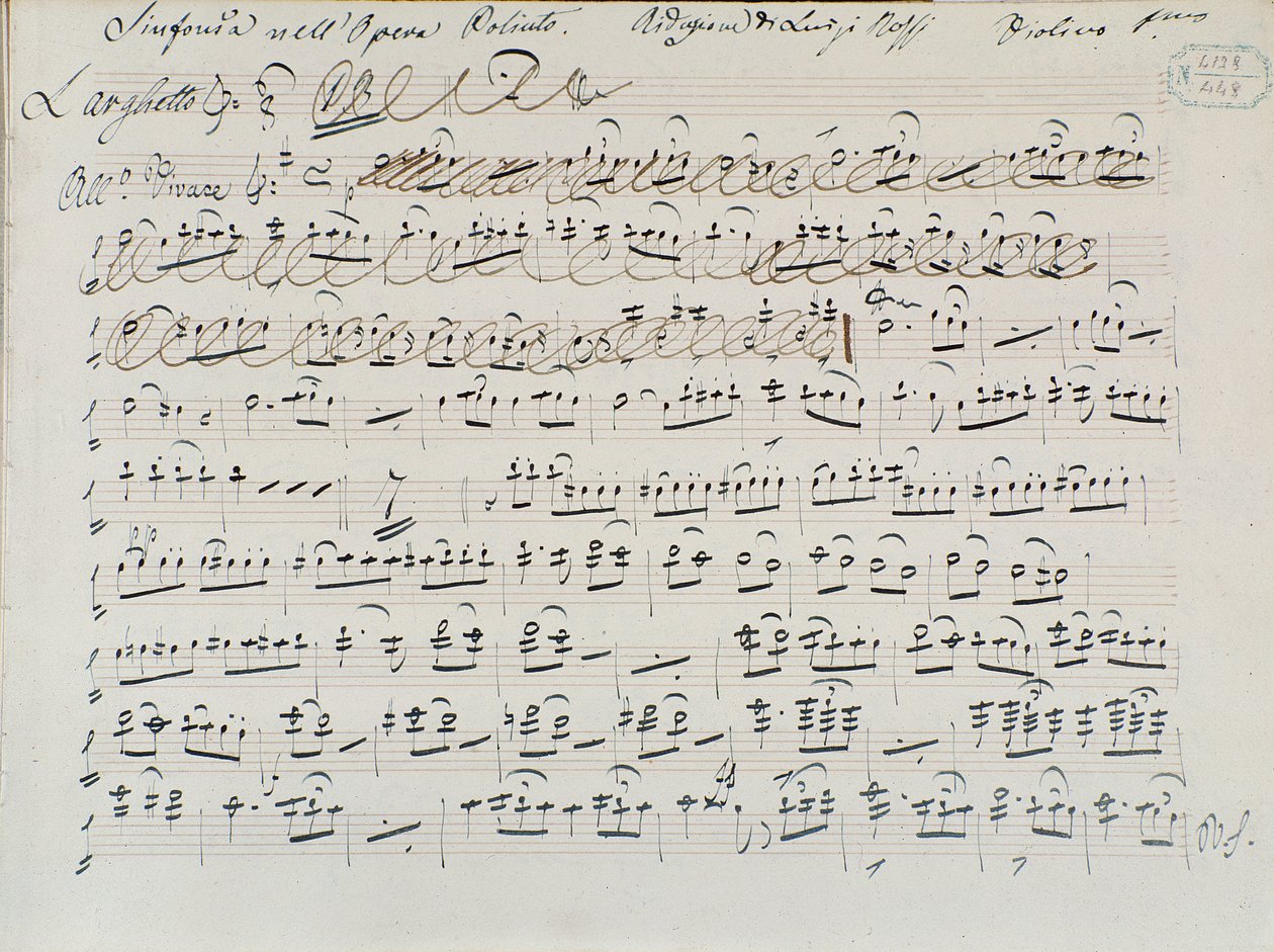 Musical Score for Poliuto de Donizetti (tinta sobre papel) de Italian School