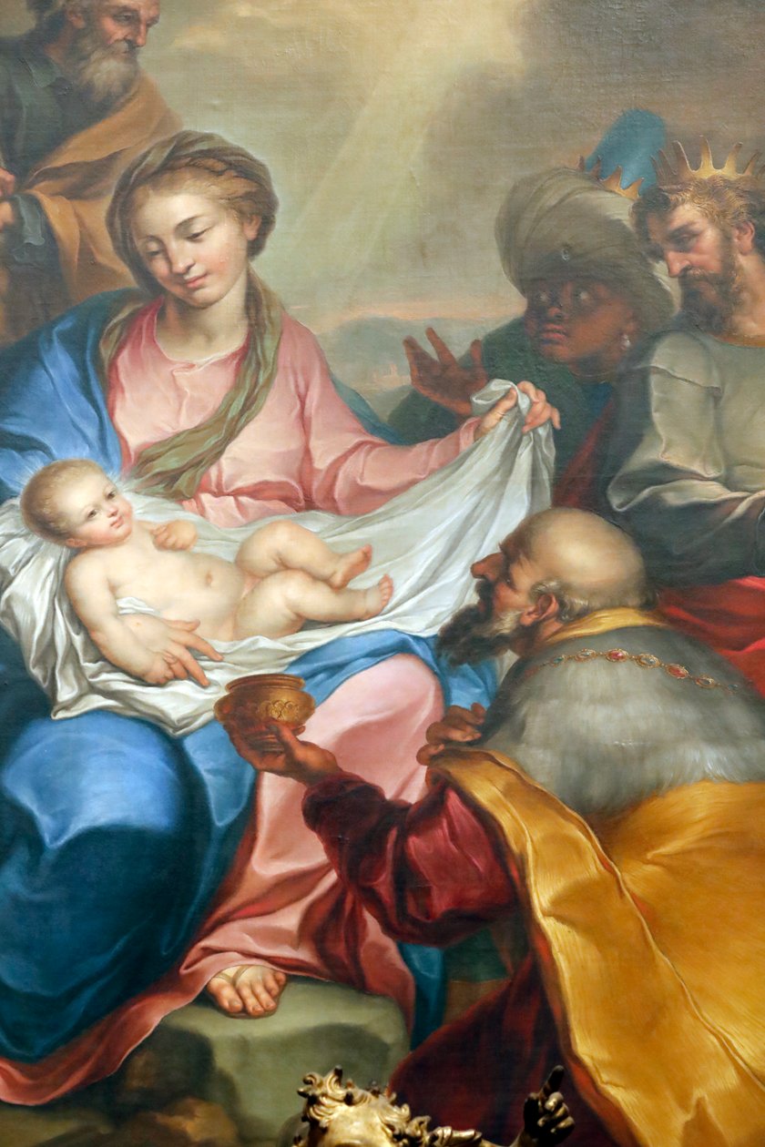 Presépio. Adoração dos magos. Fresco. Basílica de Santa Maria delle Vigne. Génova. Itália. de Italian School