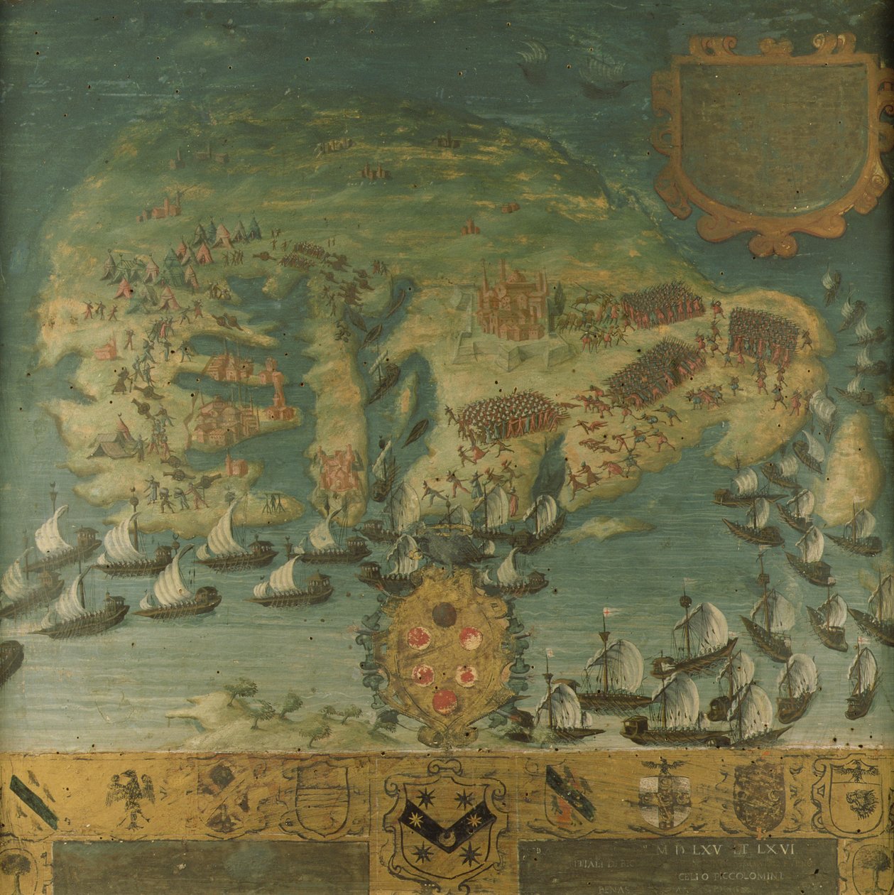 Vitória naval de Don Garcia de Toledo em Malta (Biccherna), 1565 de Italian School