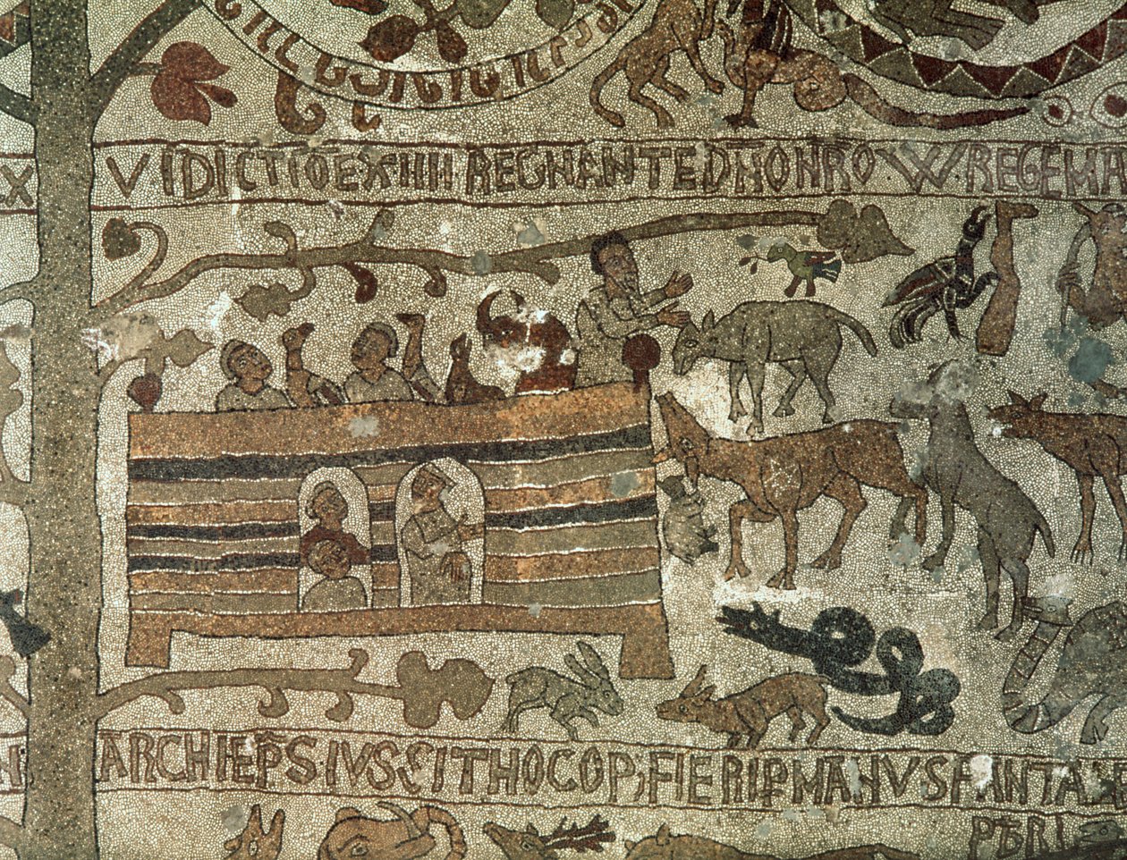 Arca de Noé, 1166 (Mosaico) de Italian School