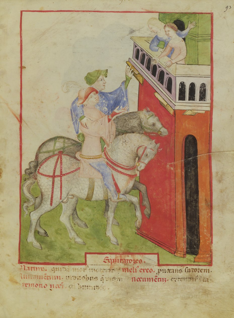Nouy Acq Lat equitação 1673 f.93, de Tacuinum saudável, c.1390-1400 de Italian School