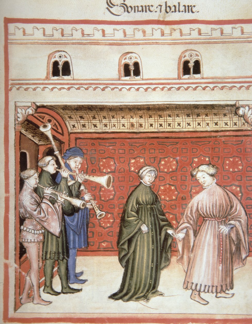 2644 fol.104r nova música e dança, de Tacuinum saudável de Italian School