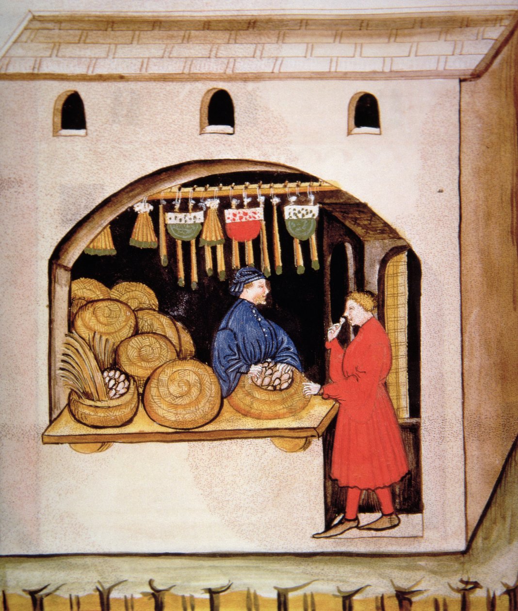 Nova 2644 fol.56v A venda de figos secos, de Tacuinum saudável de Italian School