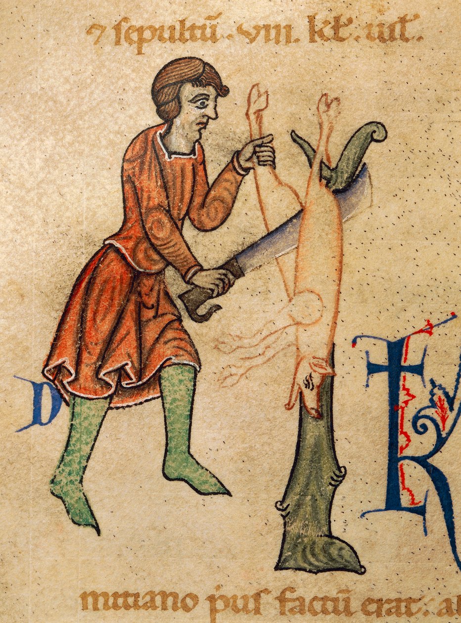 Novembro, Porco do talho, Miniatura de Martyrology de Adonis, Itália de Italian School
