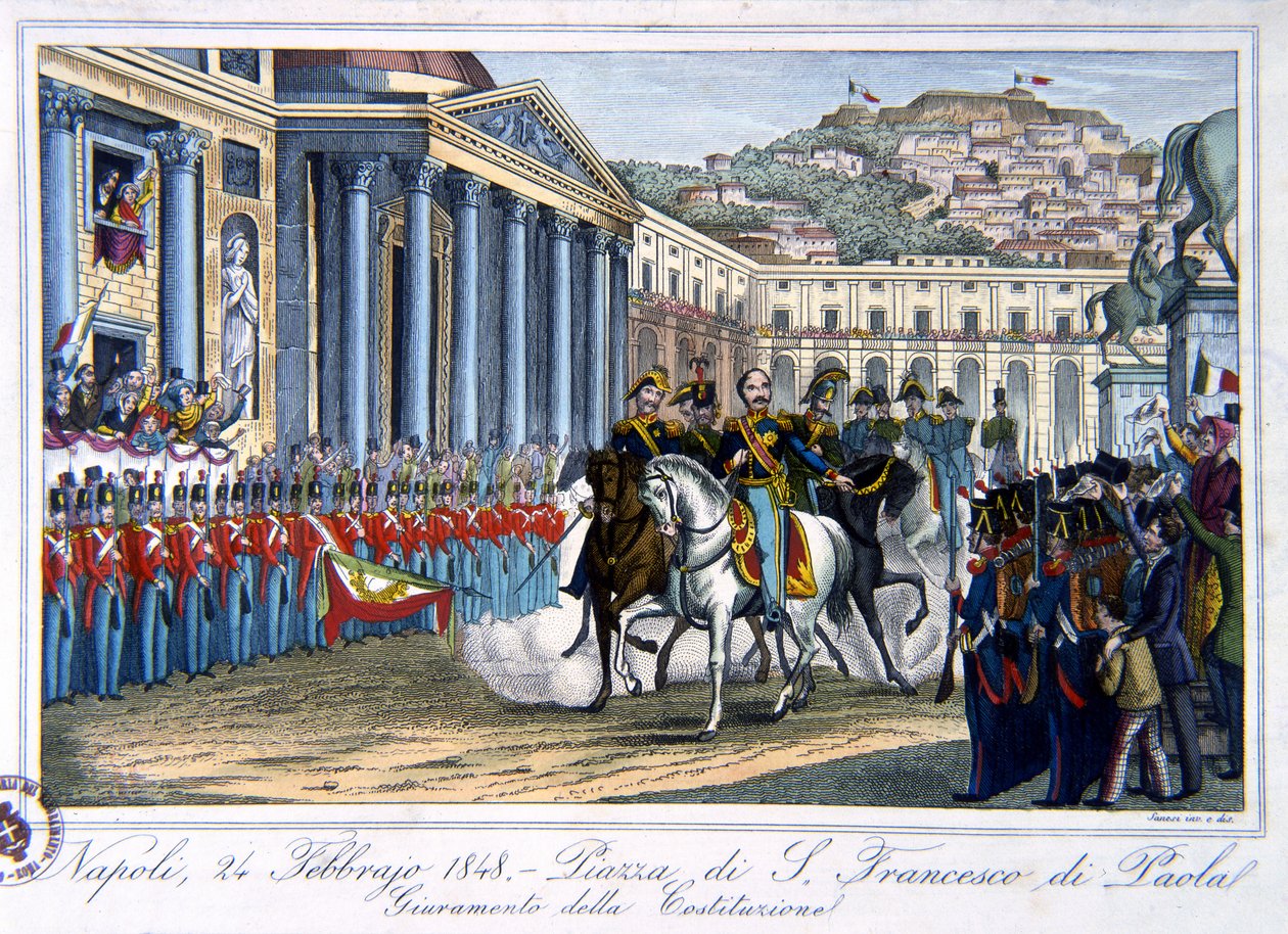 Juramento da Constituição italiana, Praça de São Francisco de Paola, Nápoles, 24 de fevereiro de 1848 de Italian School