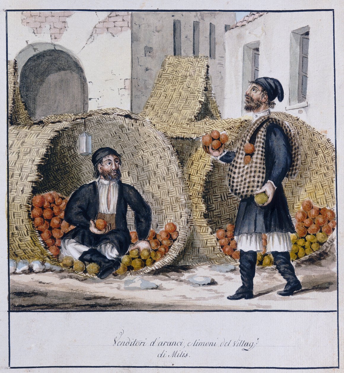Vendedores de laranja e limão de Milis na Sardenha, impressos ms.258, Coleção Luzzetti de Italian School