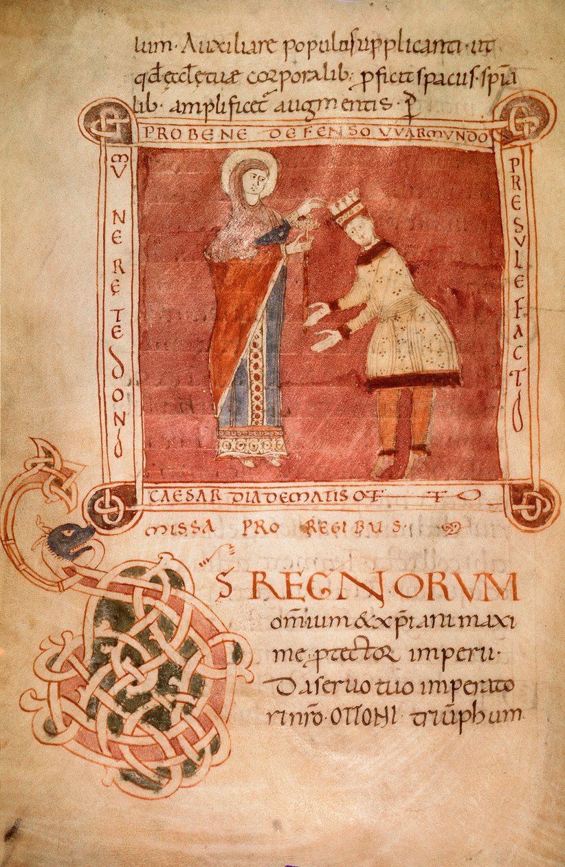 Otto I coroado pela Virgem Maria, do Sacramento do Bispo Warmondo (vellum) de Italian School