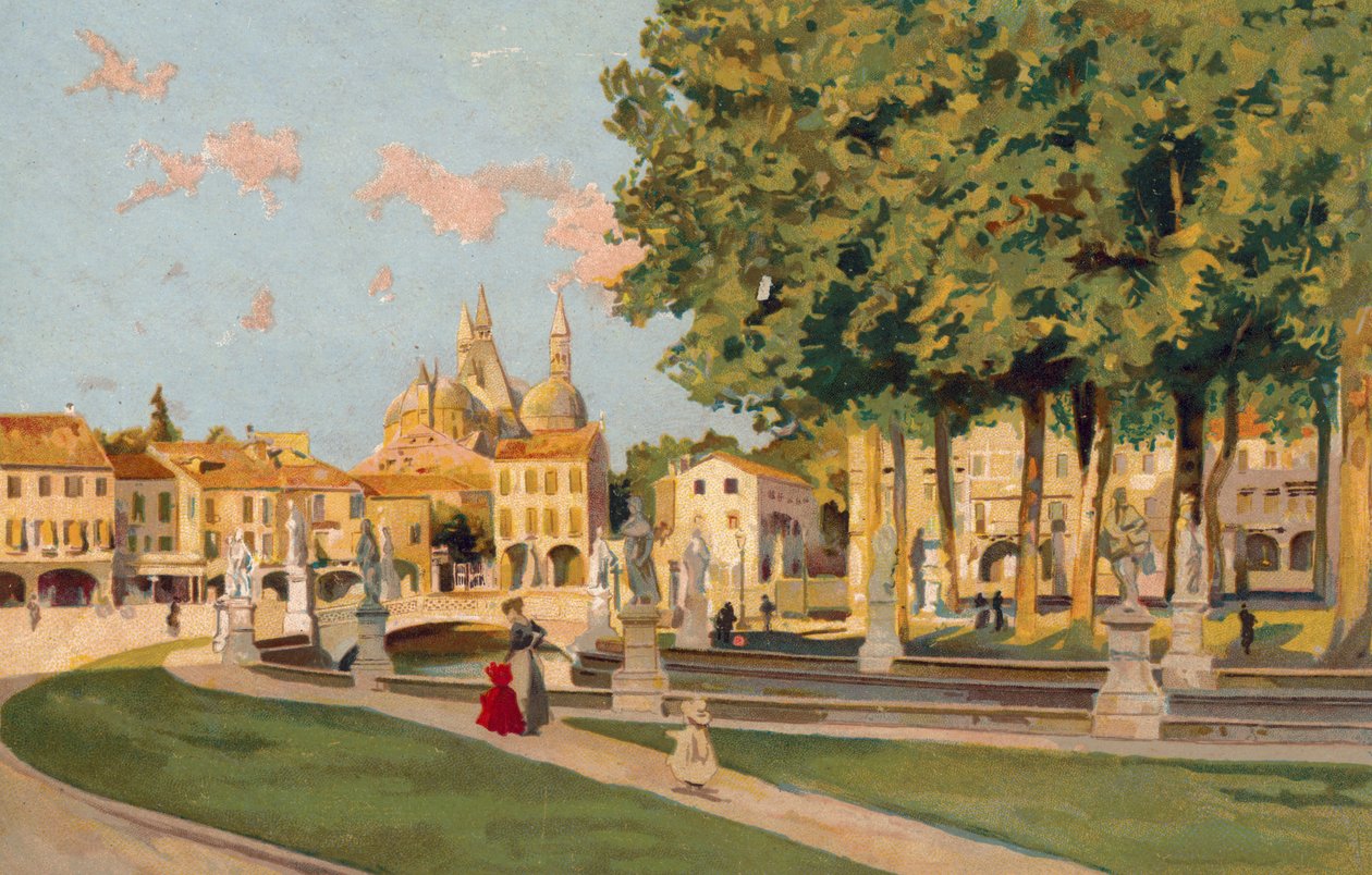 Pádua / Pádua: Piazza Vittorio Emanuele, Prato della Valle (cromolitografia) de Italian School