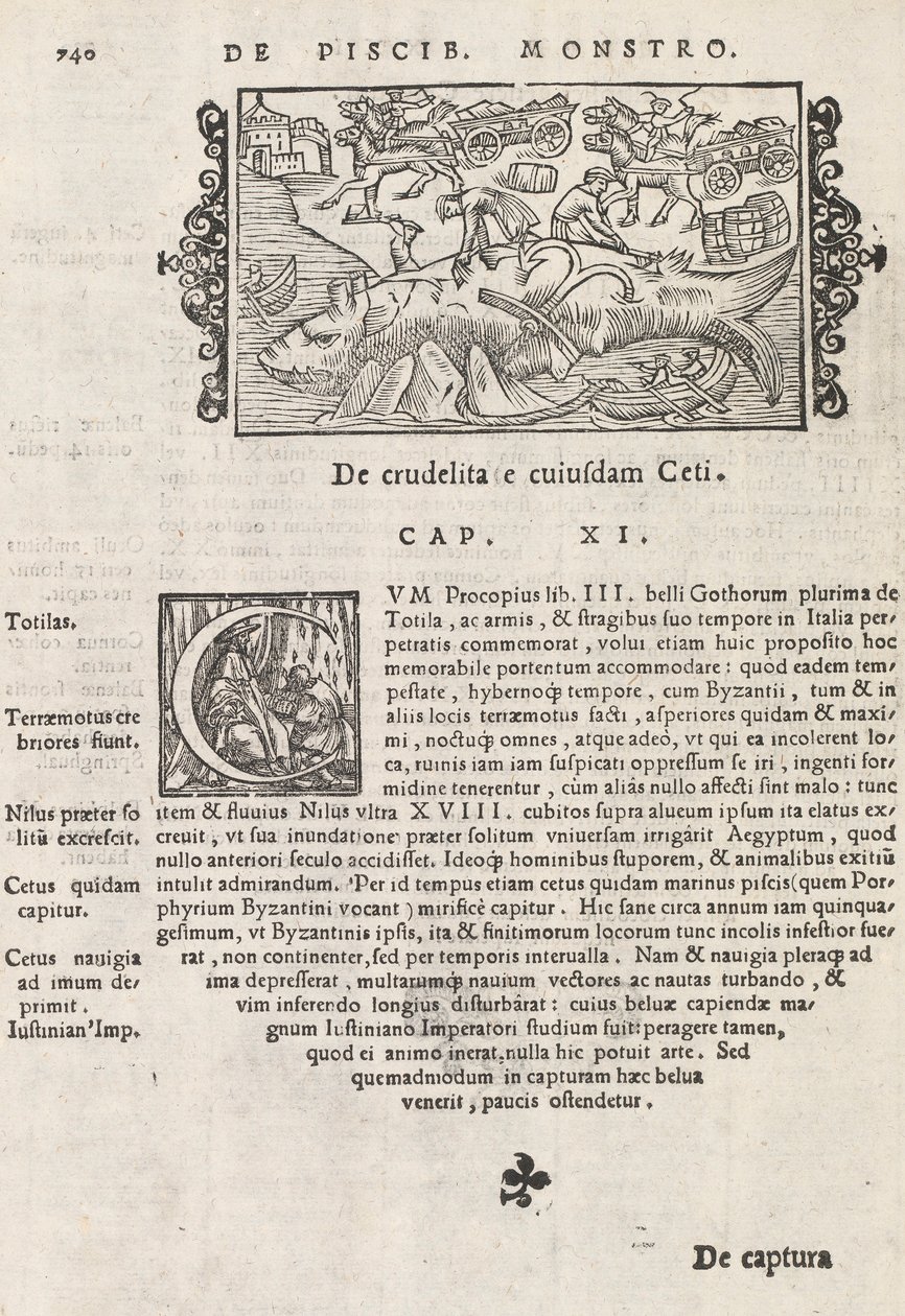 Histórico Na página 740 do gentive do Norte por Magnus Olaus, Roma 1565 (impressão e gravura) de Italian School