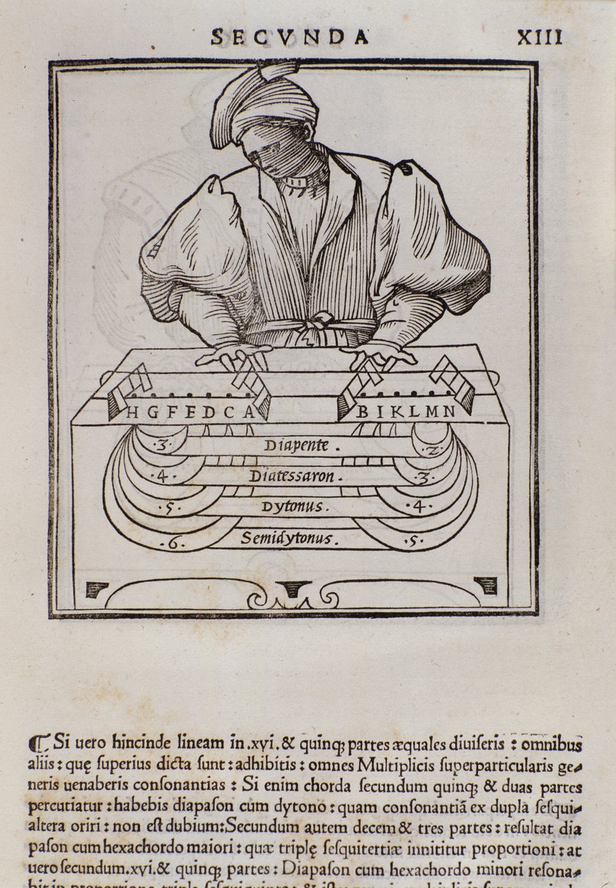 Página de Theorical Music por Lodovico Fogliani (1475 -1542) (ou Ludovico Foliani) teórico musical de Italian School
