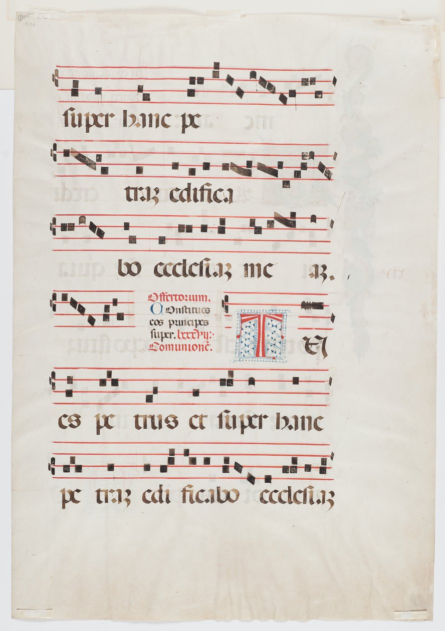 Página de um missal ou livro de coro, norte da Itália, primeira metade do século XV (tinta sobre pergaminho) (ver também 499212) de Italian School
