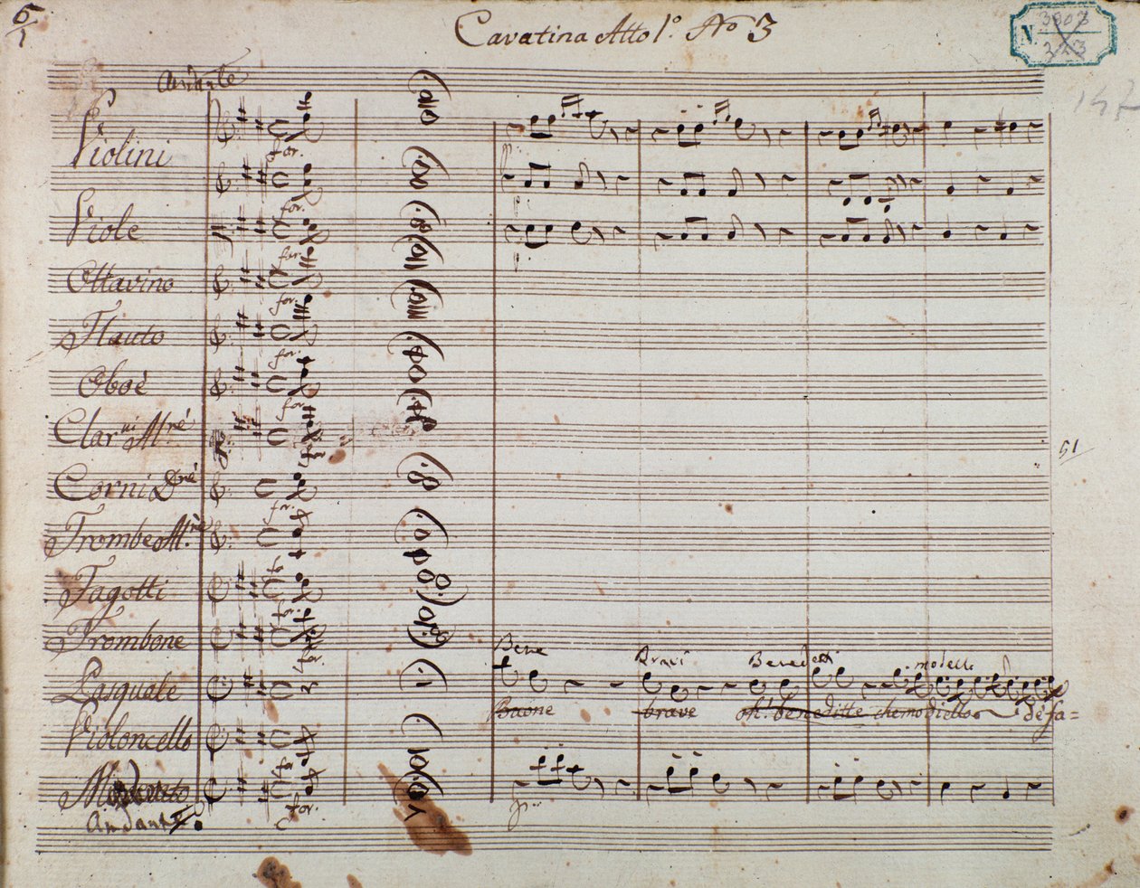 Página da partitura do Acto I da ópera 