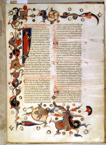 Página de texto que descreve a rendição dos Membros do Conselho Ducal (pergaminho) de Italian School