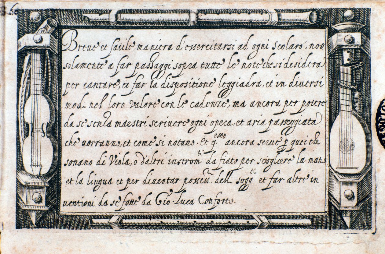 Página tirada de Breve e facile maniera di esercitarsi por Giovanni Luca Conforti de Italian School