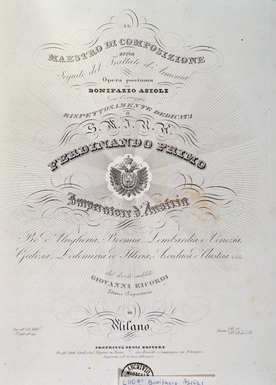 Página retirada do Tratado de Harmonia por Bonifazio Asioli de Italian School
