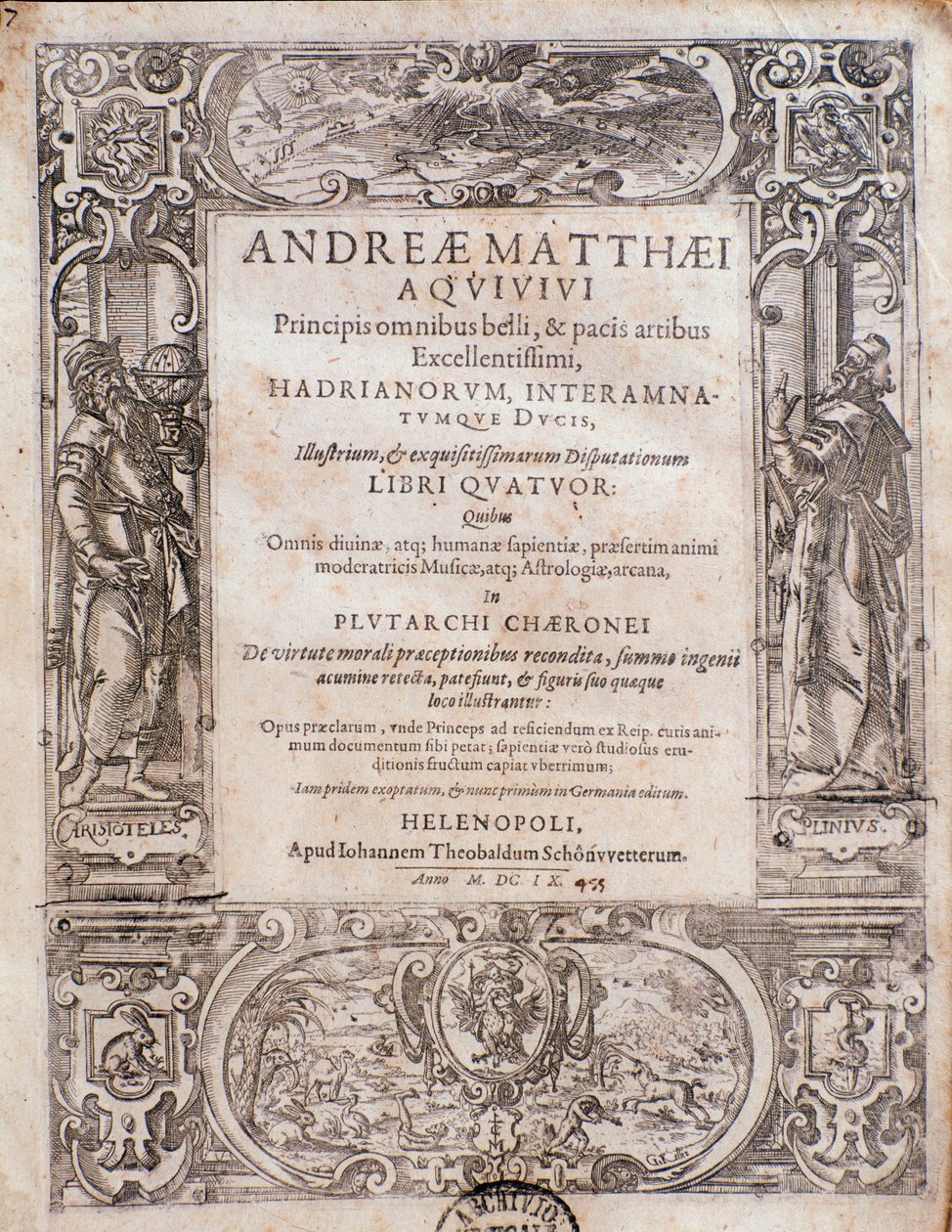 Página tirada de Principi omnibus belli por Andrea Matteo Acquaviva de Italian School