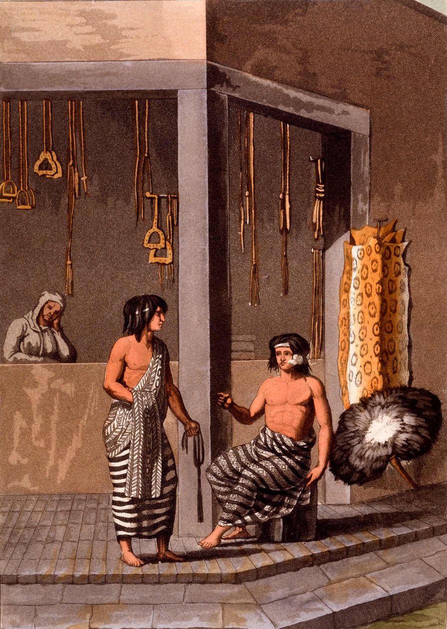 Índios pampas em uma loja chamada Indiano, Calle de los Torres, c.1820s-30s de Italian School