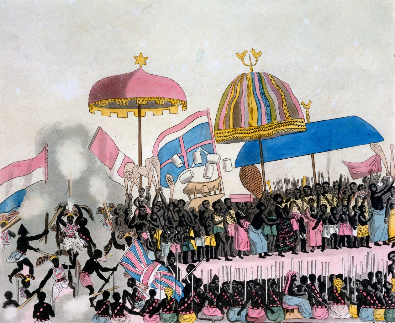 Vista panorâmica do Costume Yam, de Costumi dei ... por Giulio Ferrario, c.1820s-30s de Italian School