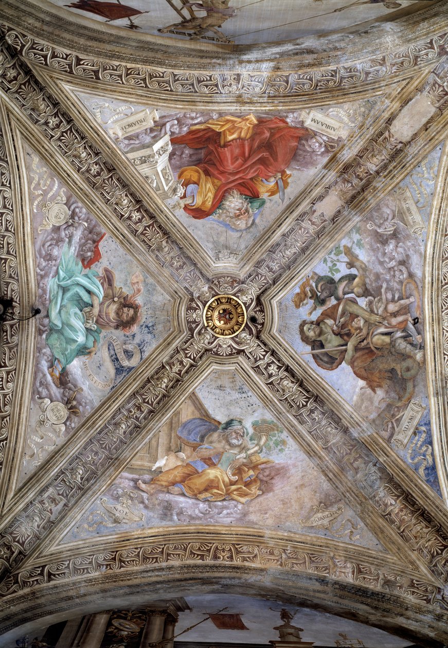 Patriarcas Adão, Abraão, Jacob e Noé. Século XIV, afresco de Italian School