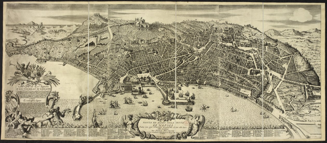 Plano e elevação da Cidade de Nápoles ... por P. Petrini.Napoli de Italian School