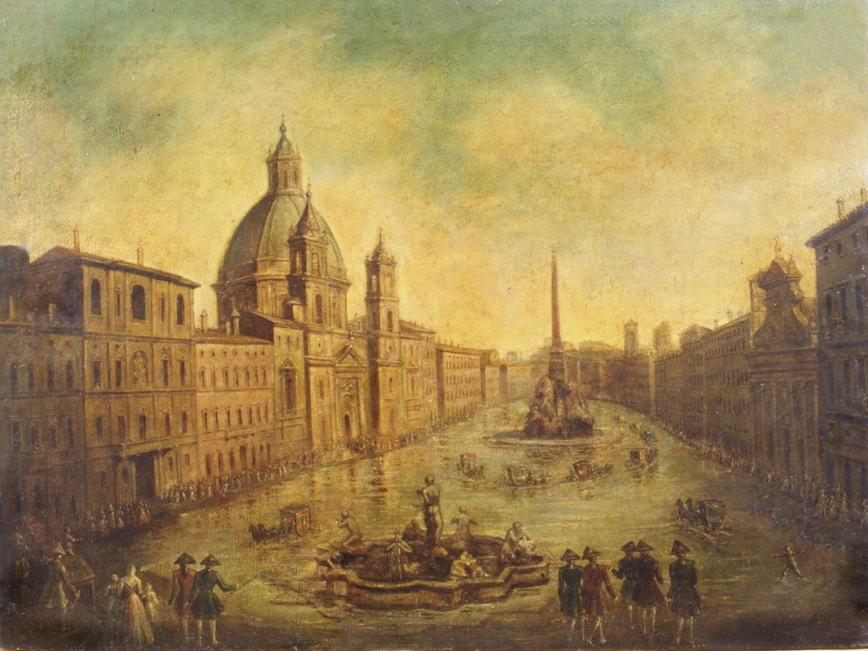 Piazza Navona Inundada de Italian School