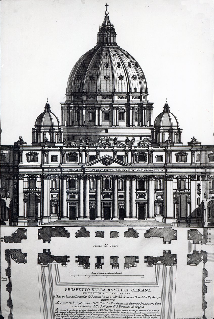Plano de São Pedro, Roma, gravado por Alessandro Specchi de Italian School