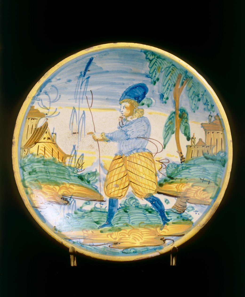 Placa com uma figura jovem, fabrico Montelupo de Italian School