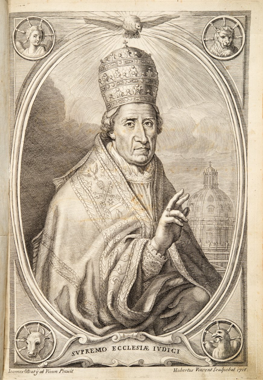 Papa Clemente XI, pub. 1717 (gravura) de Italian School
