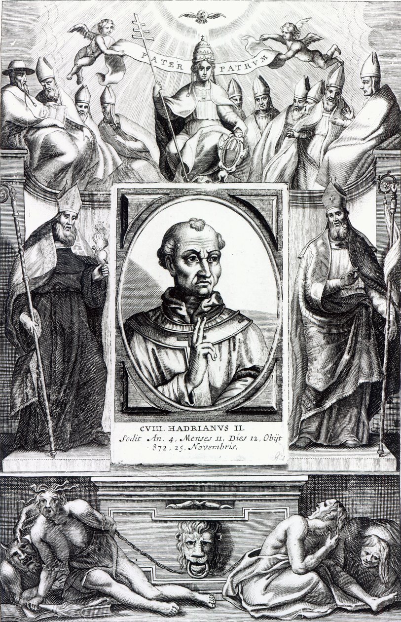 Papa Adriano II (gravura) de Italian School